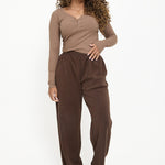 Soft Touch Lounge Flare Jogger - Chocolate - Sunde - sundé
