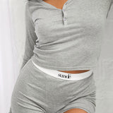 Cotton Lyocell Ribbed Girl Boxer - Grey Marl - Sunde - sundé