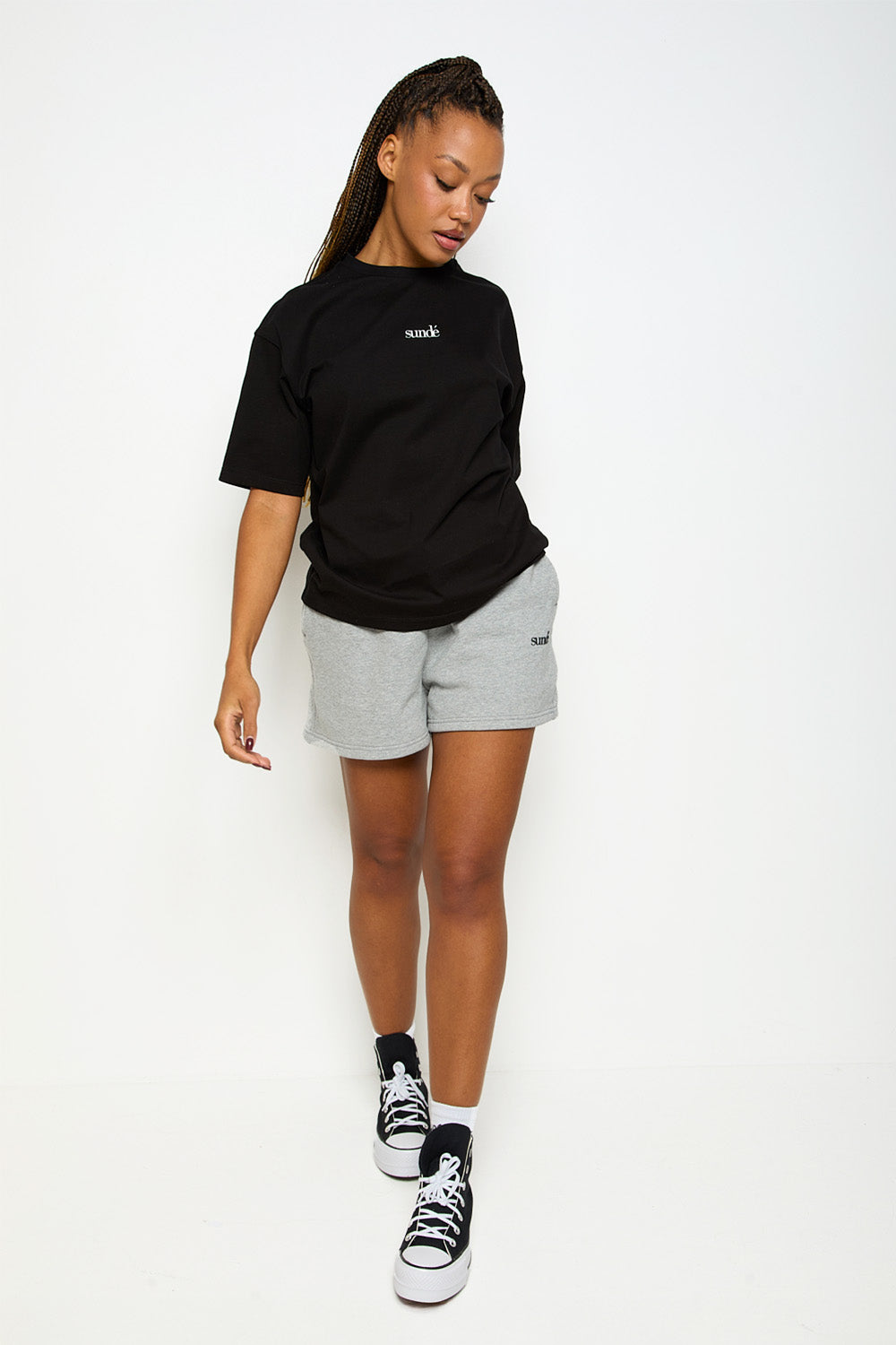 Soft Blend High Waisted Sweat shorts - Grey Marl