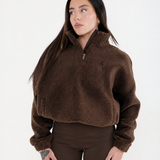 Teddy Bear 1/4 Zip Sherpa Jacket - Cocoa