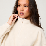 Oversized ¼ Zip Teddybear Fleece - Cream