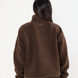 Teddy Bear 1/4 Zip Sherpa Jacket - Cocoa