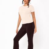 Velour Touch Wrap High-Waisted Flare Leggings - Espresso