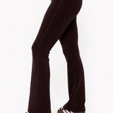 Velour Touch Wrap High-Waisted Flare Leggings - Espresso
