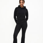 Velour Touch Wrap High-Waisted Flare Leggings - Washed Black - sundé