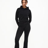 Velour Touch Wrap High-Waisted Flare Leggings - Washed Black - sundé