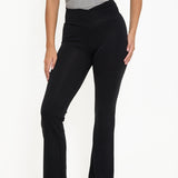 Velour Touch Wrap High-Waisted Flare Leggings - Washed Black - sundé