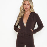 Velour Touch Lounge Zip Through Hoodie - Espresso - sundé