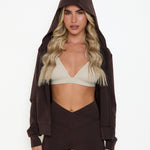 Velour Touch Lounge Zip Through Hoodie - Espresso - sundé