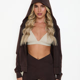 Velour Touch Lounge Zip Through Hoodie - Espresso - sundé