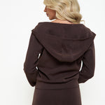Velour Touch Lounge Zip Through Hoodie - Espresso - sundé