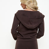 Velour Touch Lounge Zip Through Hoodie - Espresso - sundé