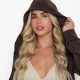 Velour Touch Lounge Zip Through Hoodie - Espresso - sundé