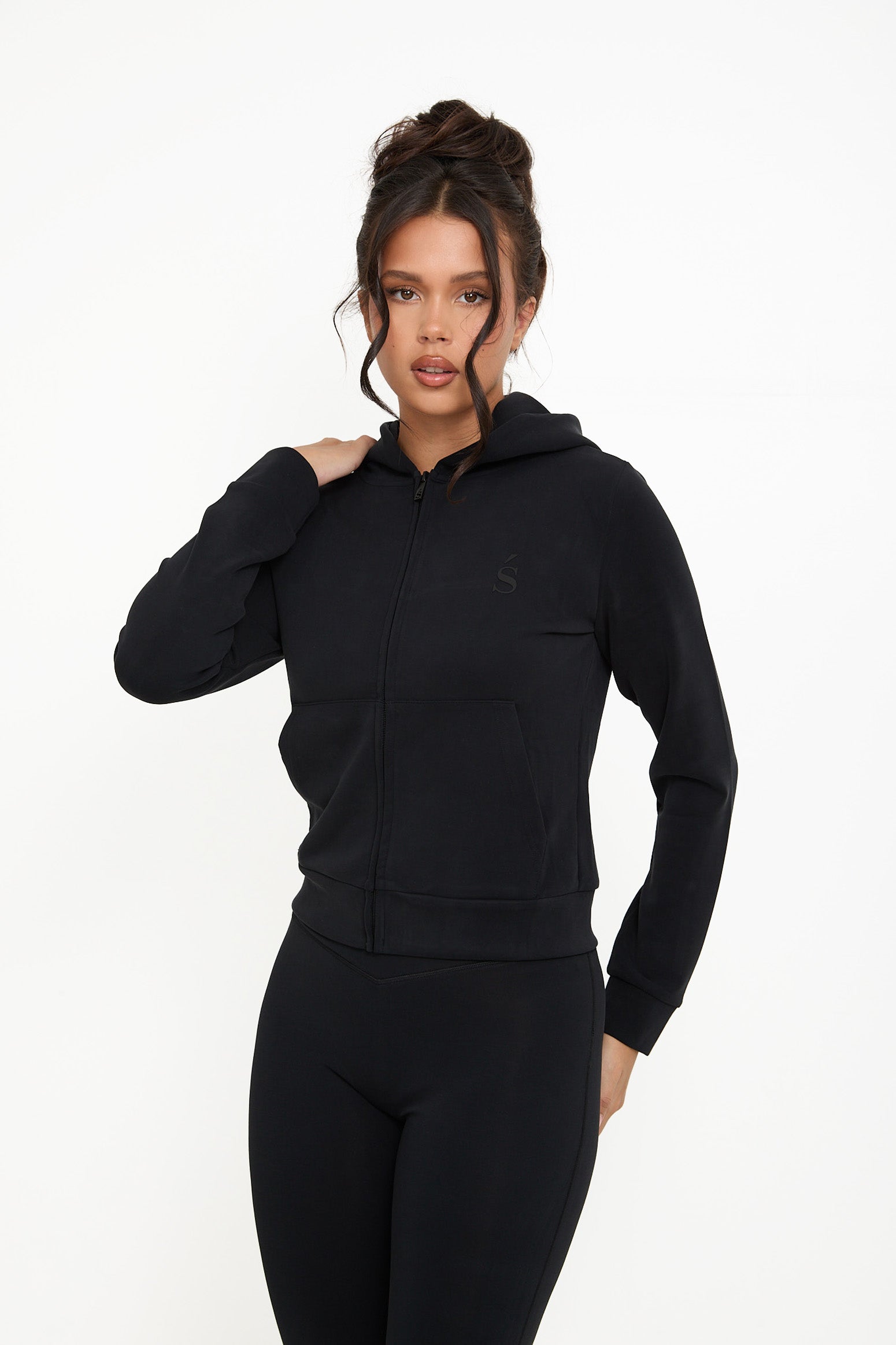 Velour Touch Velour Zip-Through Hoodie - Washed Black - Sunde - sundé