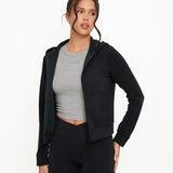Velour Touch Velour Zip-Through Hoodie - Washed Black - Sunde - sundé