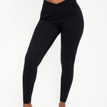 Velour Touch Wrap High-Waisted Leggings - Washed Black - sundé