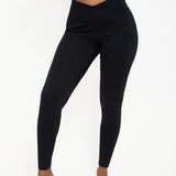 Velour Touch Wrap High-Waisted Leggings - Washed Black - sundé