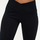 Velour Touch Wrap High-Waisted Leggings - Washed Black - sundé