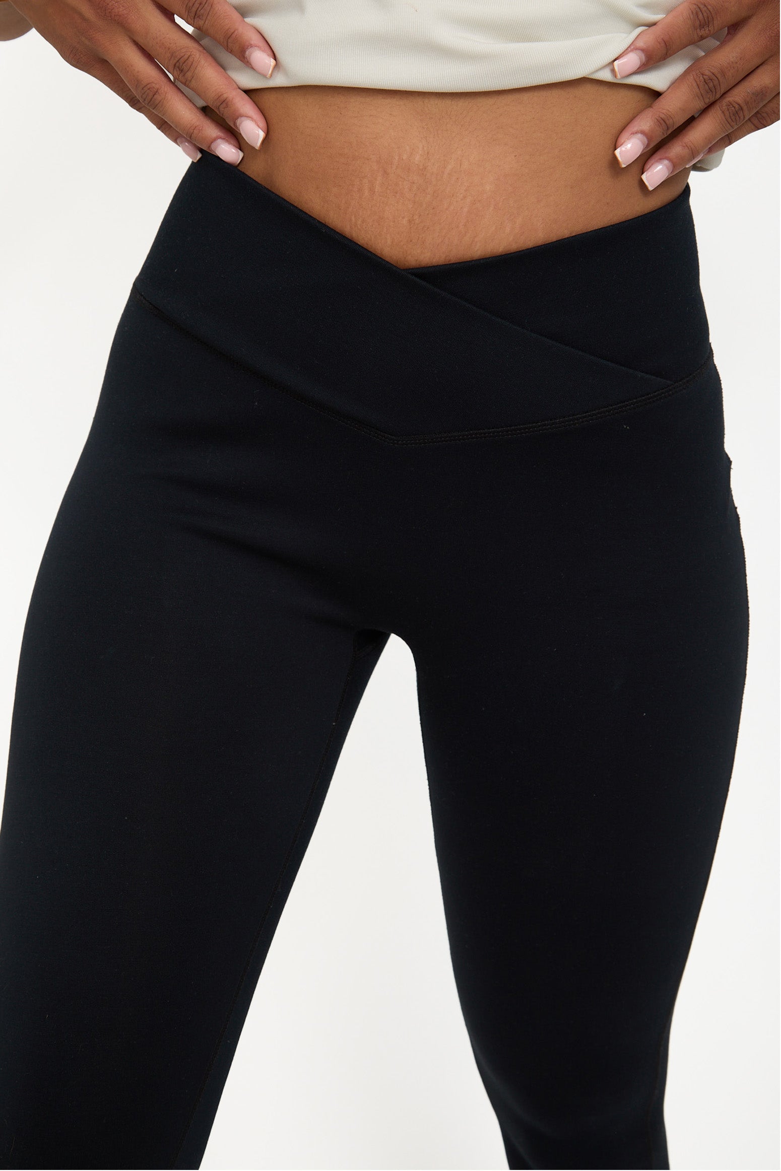 Velour Touch Wrap High-Waisted Leggings - Washed Black - sundé