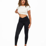 Velour Touch Wrap High-Waisted Leggings - Washed Black - sundé