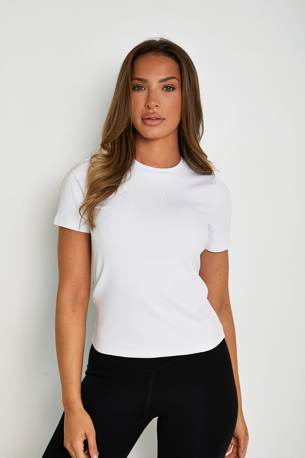 Modal Ribbed Basic T-Shirt - White - Sunde