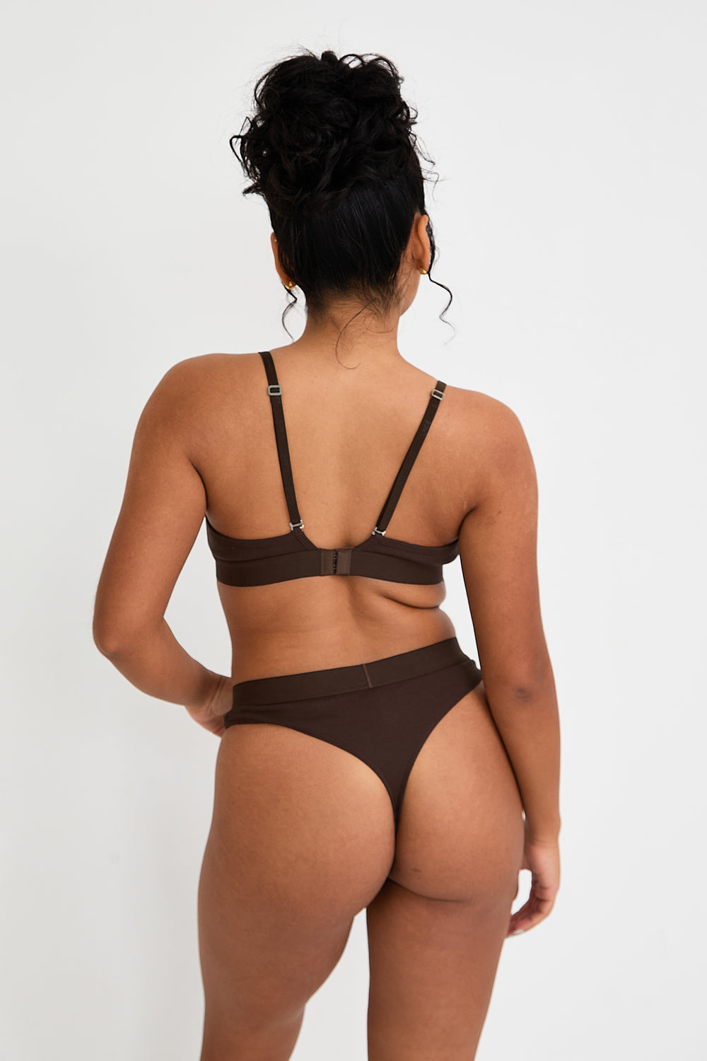 High Rise Ribbed Thong - Chocolate - Sunde